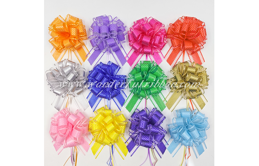 Polka Dots Organza Pom-pom Pull Bow