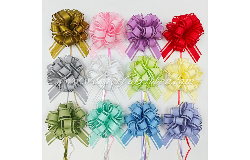 Solid Matte Organza Pom Pom Pull Bow
