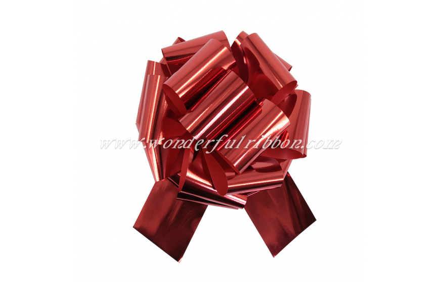 Metallic Ribbon Pom Pom Pull Bow