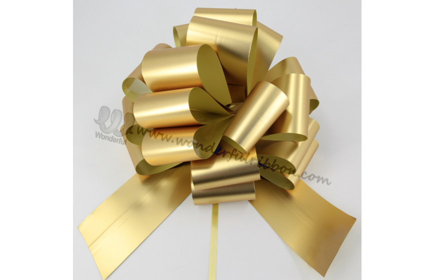 Matte Metallic Ribbon Pom Pom Pull Bow