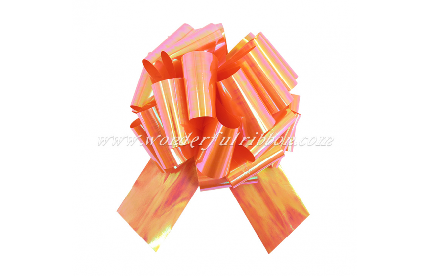 Iridescent Ribbon Pom Pom Pull Bow